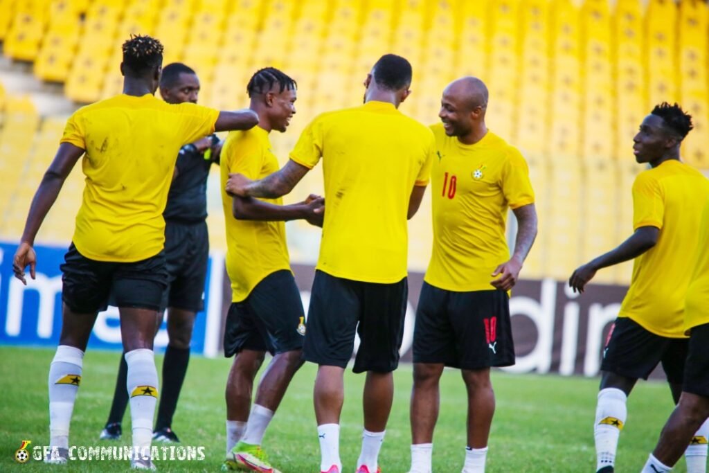 some ghana black stars players in training