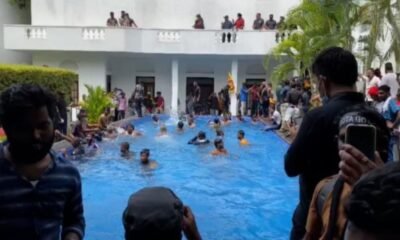 Sri Lanka Protesters Storm President’s House, Enjoy His Swimming Pool