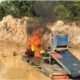 Illegal mining equipment set ablaze