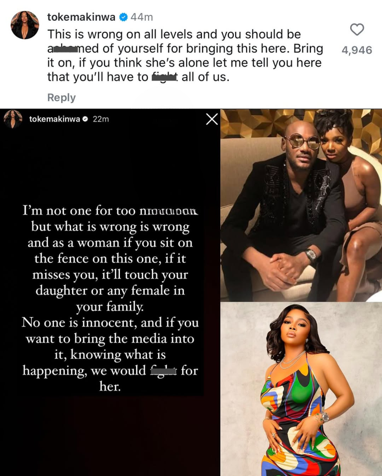 Toke Makinwa Takes a Stand for Annie Idibia Amid 2Baba Divorce Drama