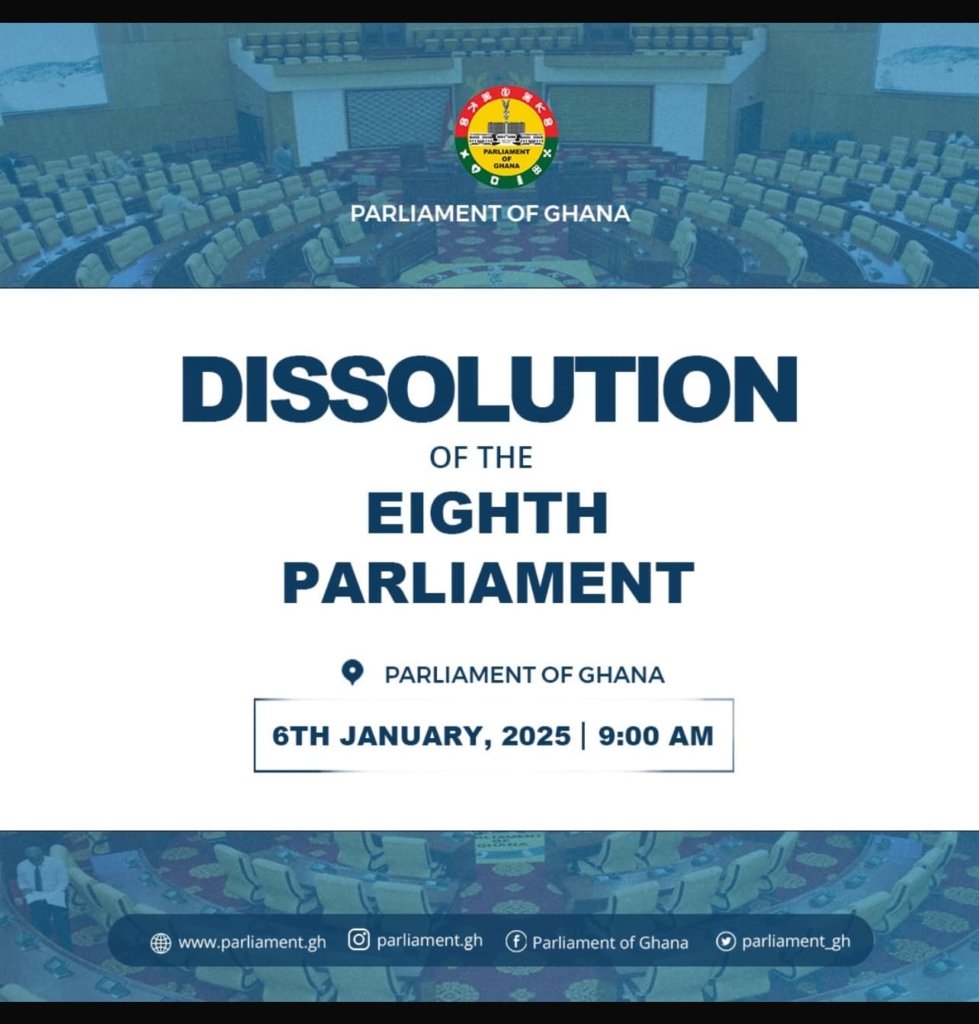 Ghana’s 8th Parliament Dissolves Today as New Era Begins with the 9th Parliament