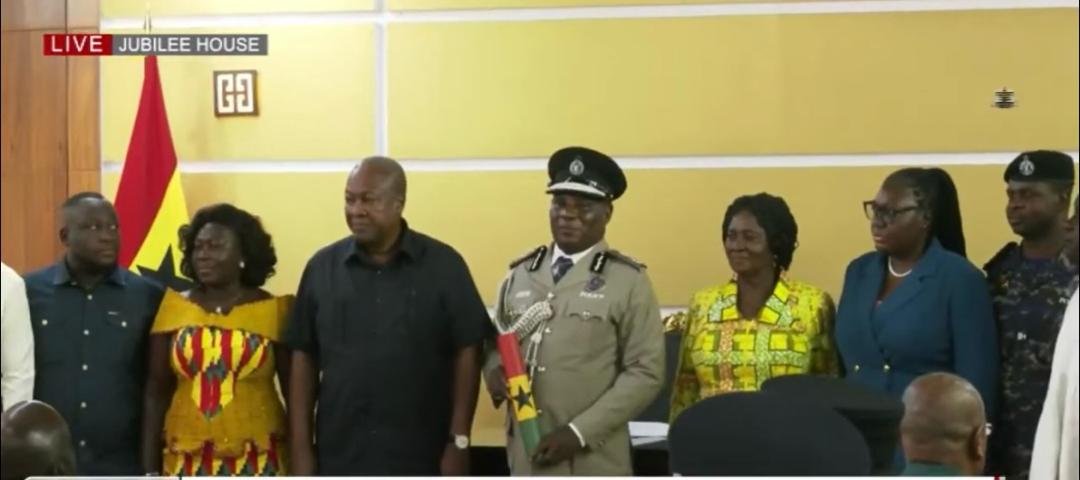 Mahama Pledges Full Support to Police After Swearing in New IGP