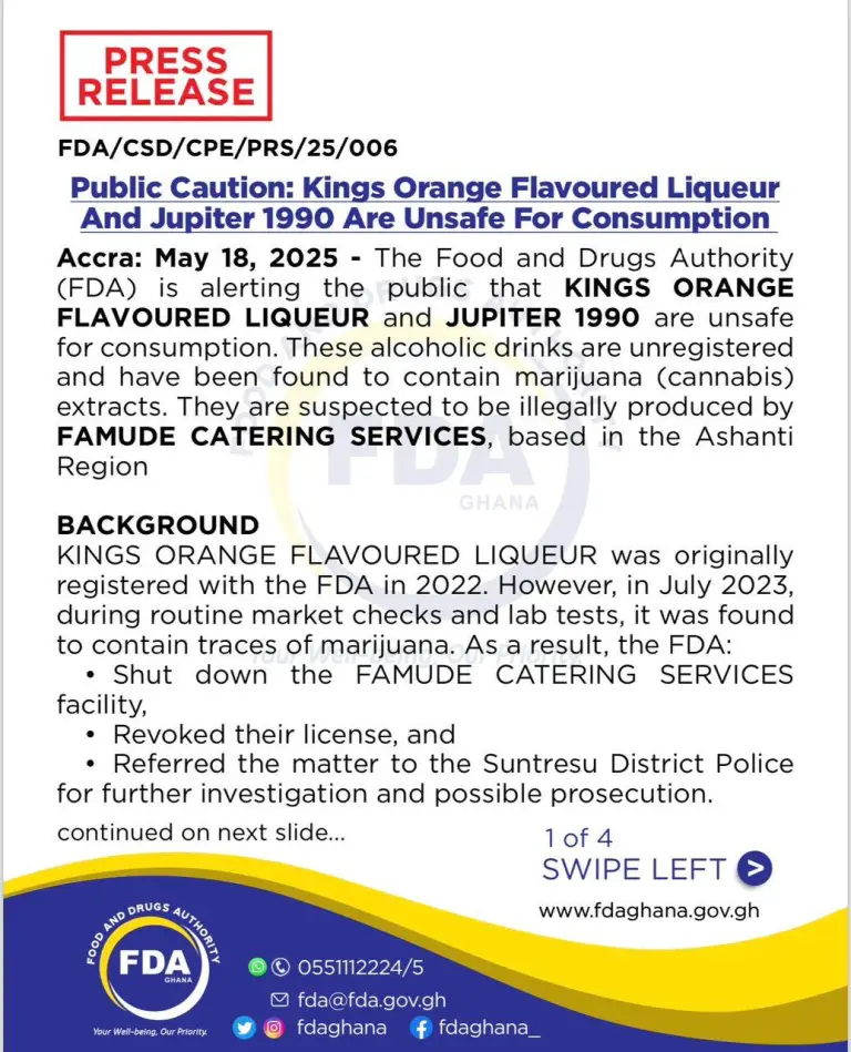 FDA Bans Two Alcoholic Drinks Laced with Marijuana—Public Warned to Stay Away